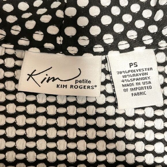 Kim Rogers Black & White Polka‎ Dot Dual Pocket Blazer Women’s Petite Small - Picture 4 of 5